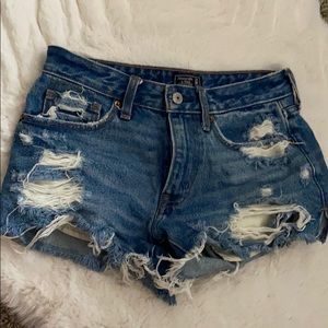 Ripped, denim jean shorts